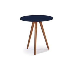 Mesa de Apoio Pequena Tripé Pé Palito Hannover - Azul Petróleo/Imbuia Glazer