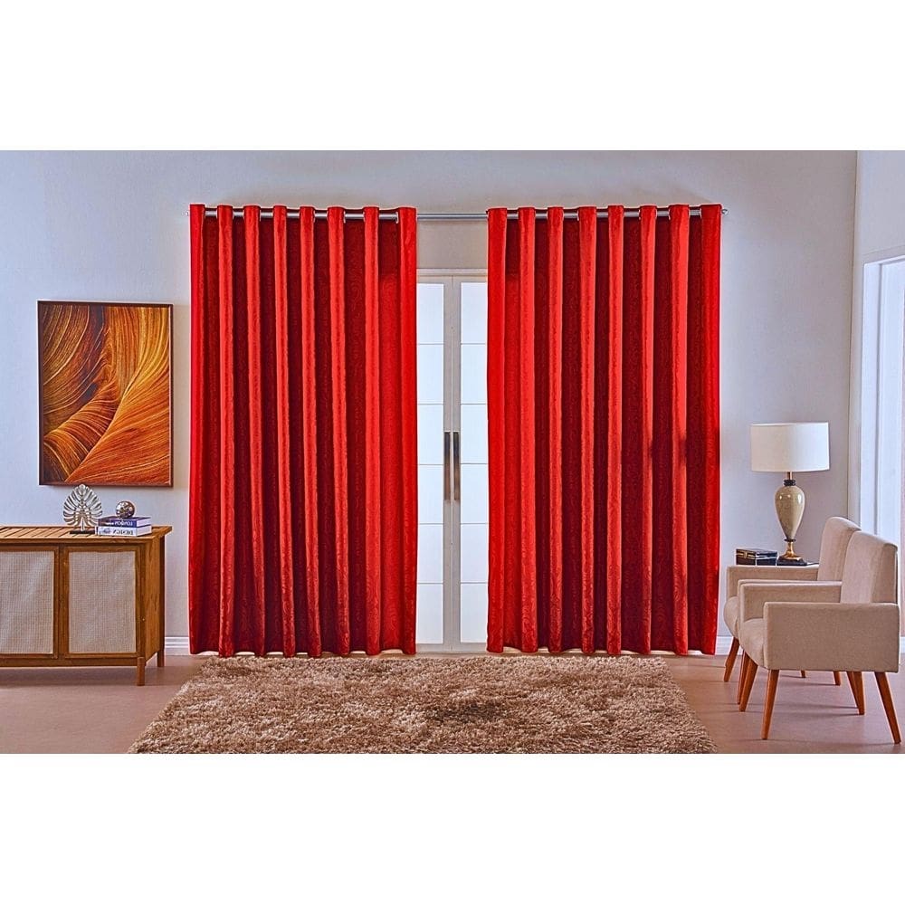 Cortina Jacquard Luxo Em Tecido Semi Blackout Sala 6,00X2,80