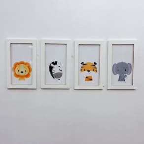 Kit Quadros safari animais bichos infantil leão girafa 15x25