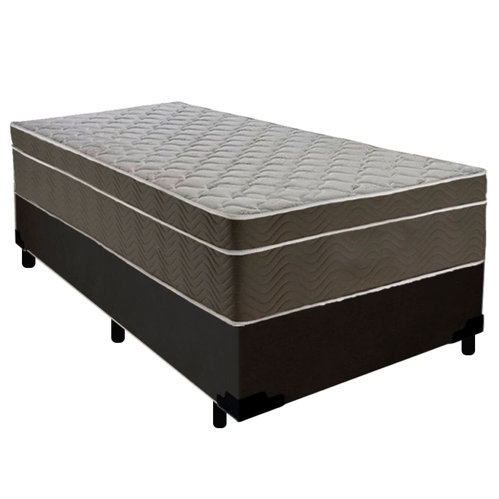 Cama Box Suede Solteiro + Colchão SerenePrime Molas Ensacadas 88x188x65 Preto