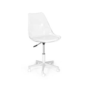 Cadeira Office Acrílico Transparente Base Giratória Branco