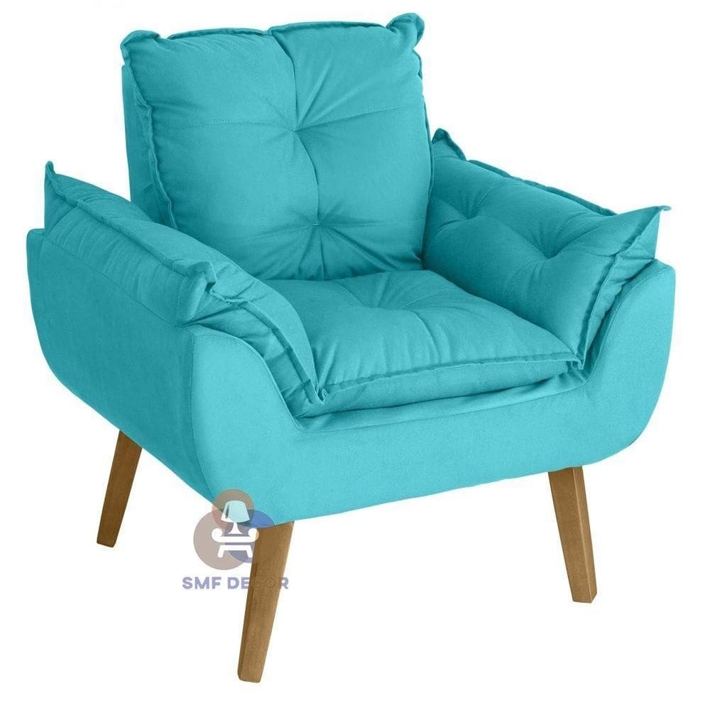 Poltrona Opala Suede Azul Turquesa