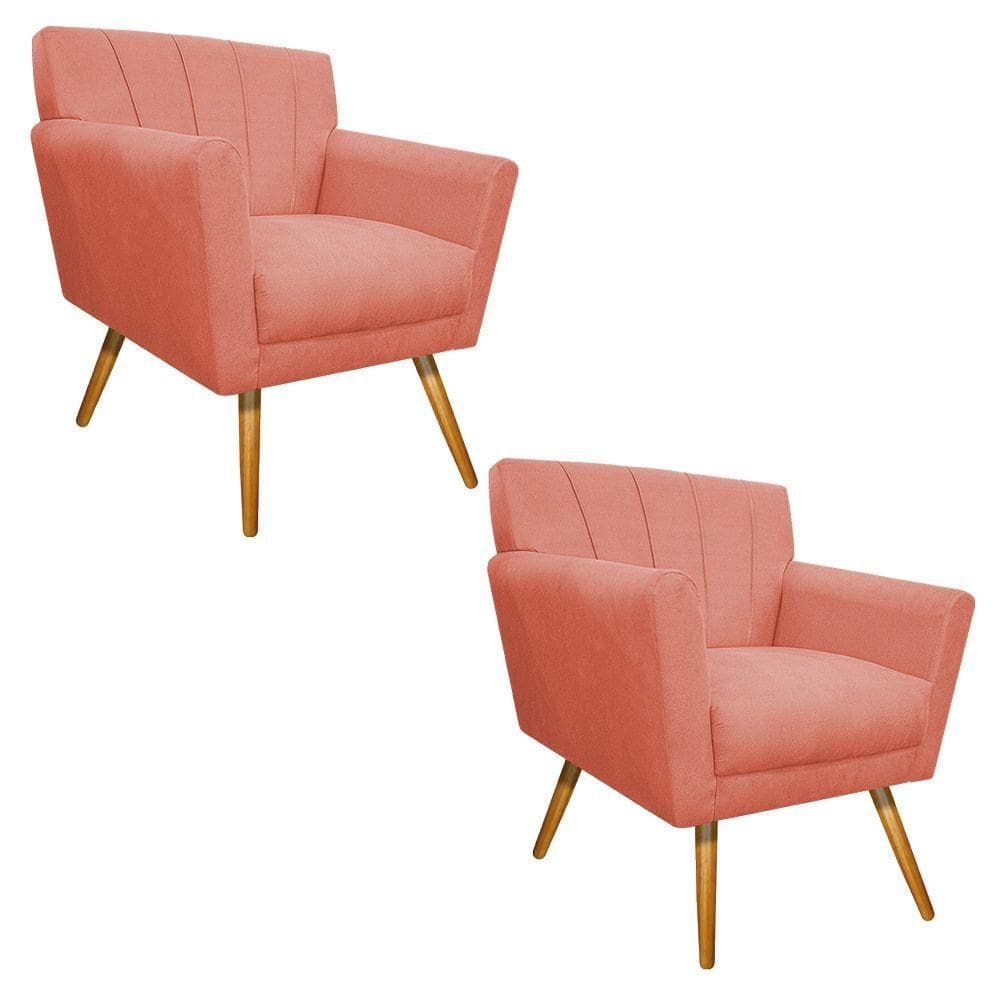 02 Poltronas Laura Palito Mel Suede Coral