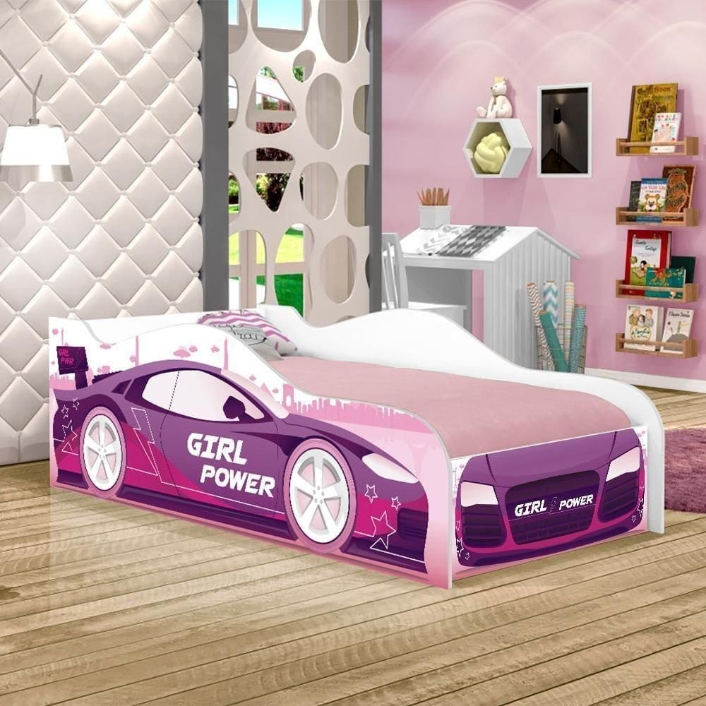 Cama Carro Rosa Kids Solteiro