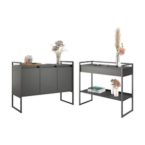 Kit Buffet E Aparador Industral Plis Preto Onix