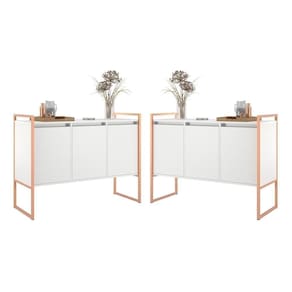 Armario Industrial 3 Portas Branco Cobre Conjunto 2 Peças