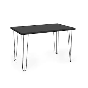 Mesa De Jantar Retangular 6 Lugares 140x75 Base De Ferro Hairpin Preto - Straub Web