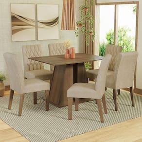 Conjunto Sala De Jantar Mesa Tampo De Madeira 6 Cadeiras Rustic/imperial Fabiana Madesa