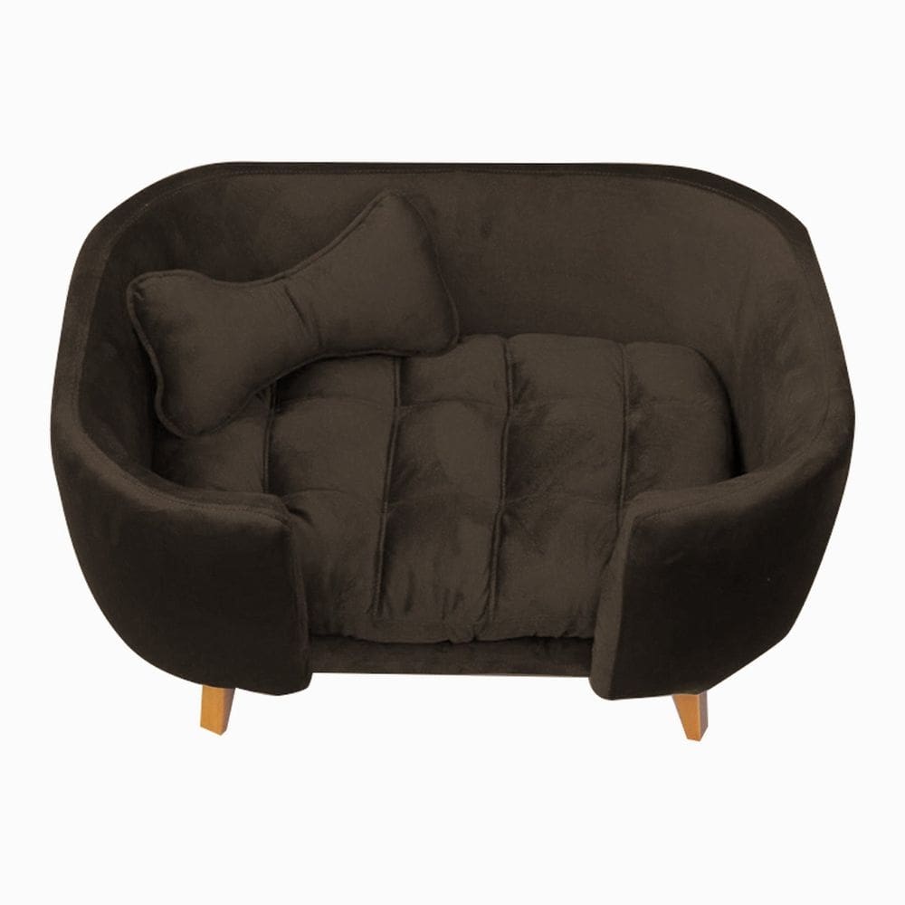 Poltrona Cama Pet Hannah Luxo Veludo Marrom
