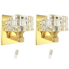 Kit 2 Arandela Cristal Interna Dourado Brilhoso Sala Bet39 +