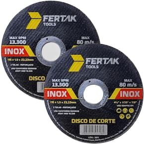 Disco Corte Inox Ferro Esmerilhadeira 115X1X22Mm Kit 02 Un