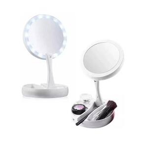 Espelho Articulável Maquiágem Luz Led Dupla Face Aumento 10X