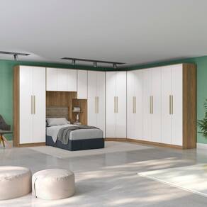 Quarto Modular Kappesberg Adapt Nogueira/Branco 8 Peças 397cm x 341cm