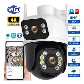 Câmera Wi-Fi Ptz Lente E Tela Dupla 360 5G Prova D` Agua 6Mp