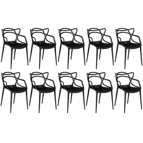 imagem-Kit 10 Cadeiras Allegra - Preto - Preto 
