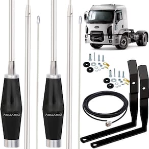 2 Antena Inox Px 1,40m Alongador 40cm Ford Cargo Cabo 5,5m Parafusos Anti-furto