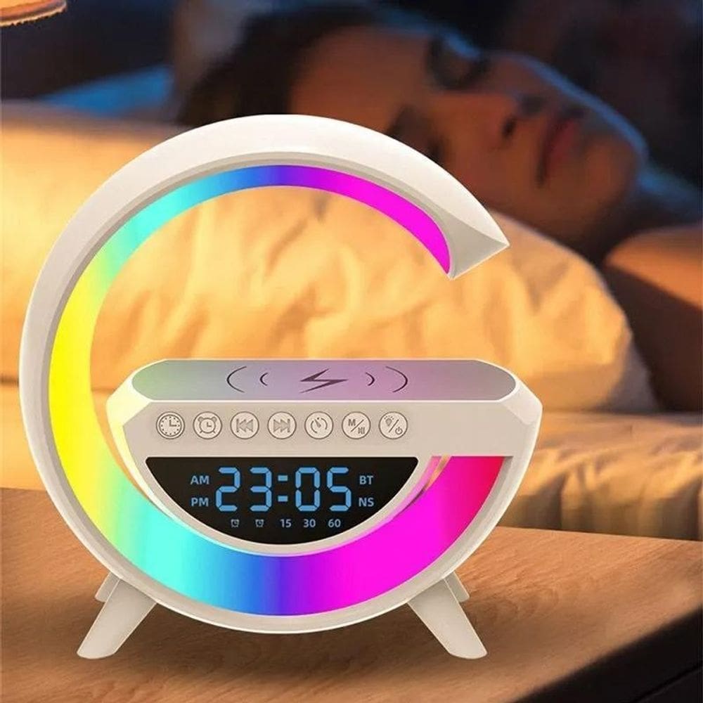 Luminária De Mesa G Speaker Bluetooth Com Relógio Rgb | Casas Bahia