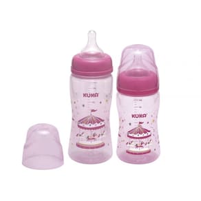 Kit 02 Mamadeiras Kuka Essencial Bico Universal Antivazamento 330ml e 240ml /Rosa