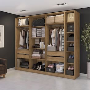 Conjunto Closet Kappesberg Adapt Nogueira 2 Peças 273cm