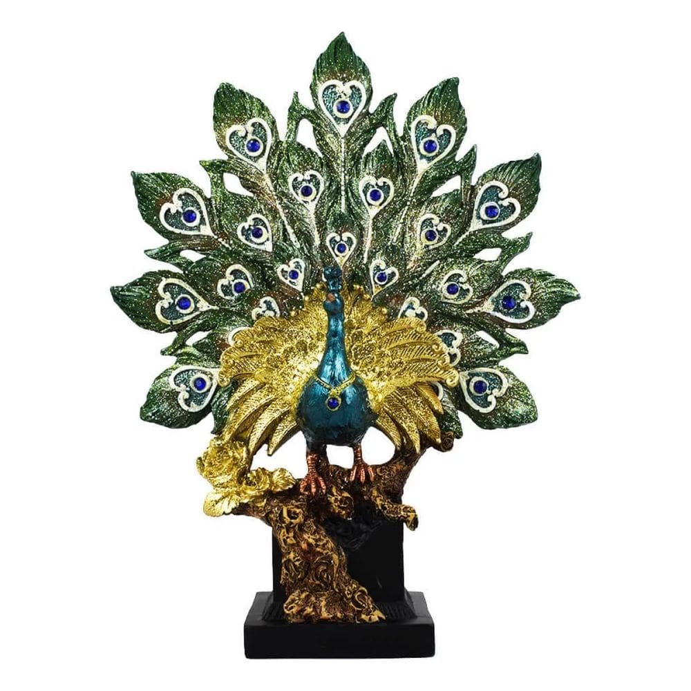 Pavão Cauda Aberta 32.5cm - Resina Animais