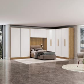 Quarto Modular Kappesberg Adapt Nogueira/Branco 5 Peças 418cm x 263cm