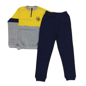 Conjunto infantil moletom masc Vrasalon amarelo/marinho