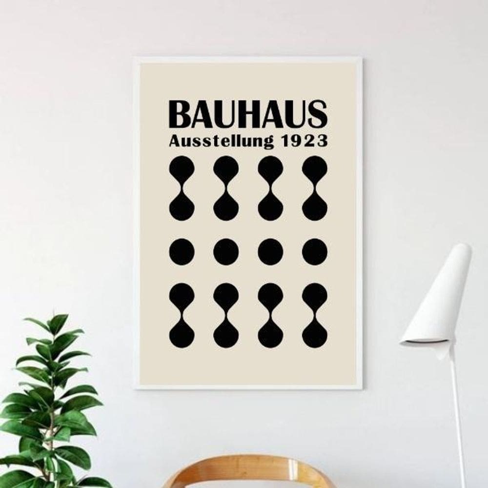 Quadro Bauhaus Ausstellung Preto E Bege 33X24Cm