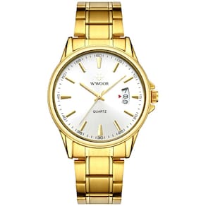 Relógio Masculino Quartzo Dourado em Aço inoxidável Á prova d`água