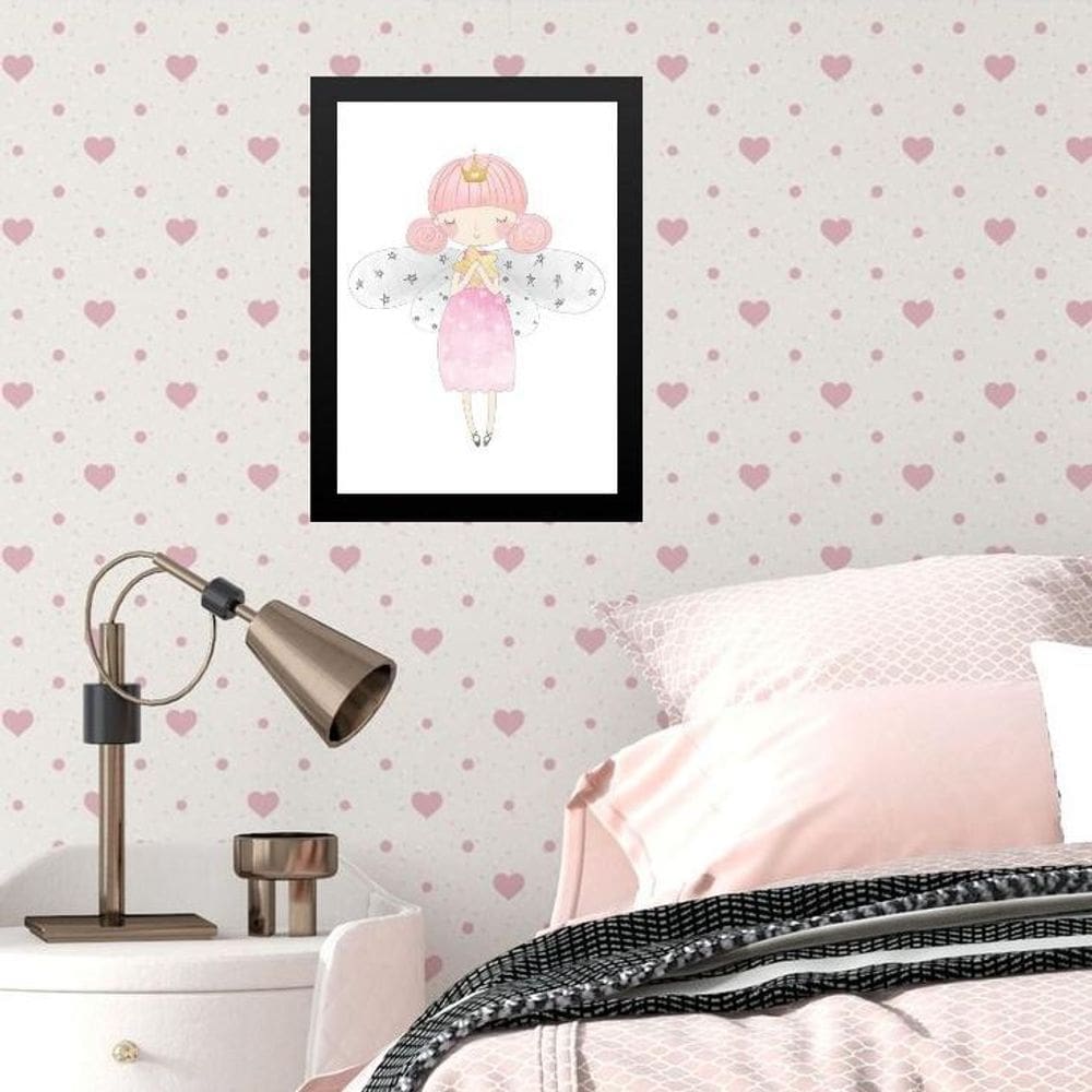 Quadro Infantil Fadinha Estrelinha 45X34Cm - Com Vidro