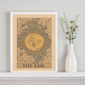 Quadro Carta Tarot The Kiss - Sol E Lua 45X34Cm - Com Vidro