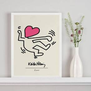Quadro Keith Haring - The Love 24X18Cm - Com Vidro