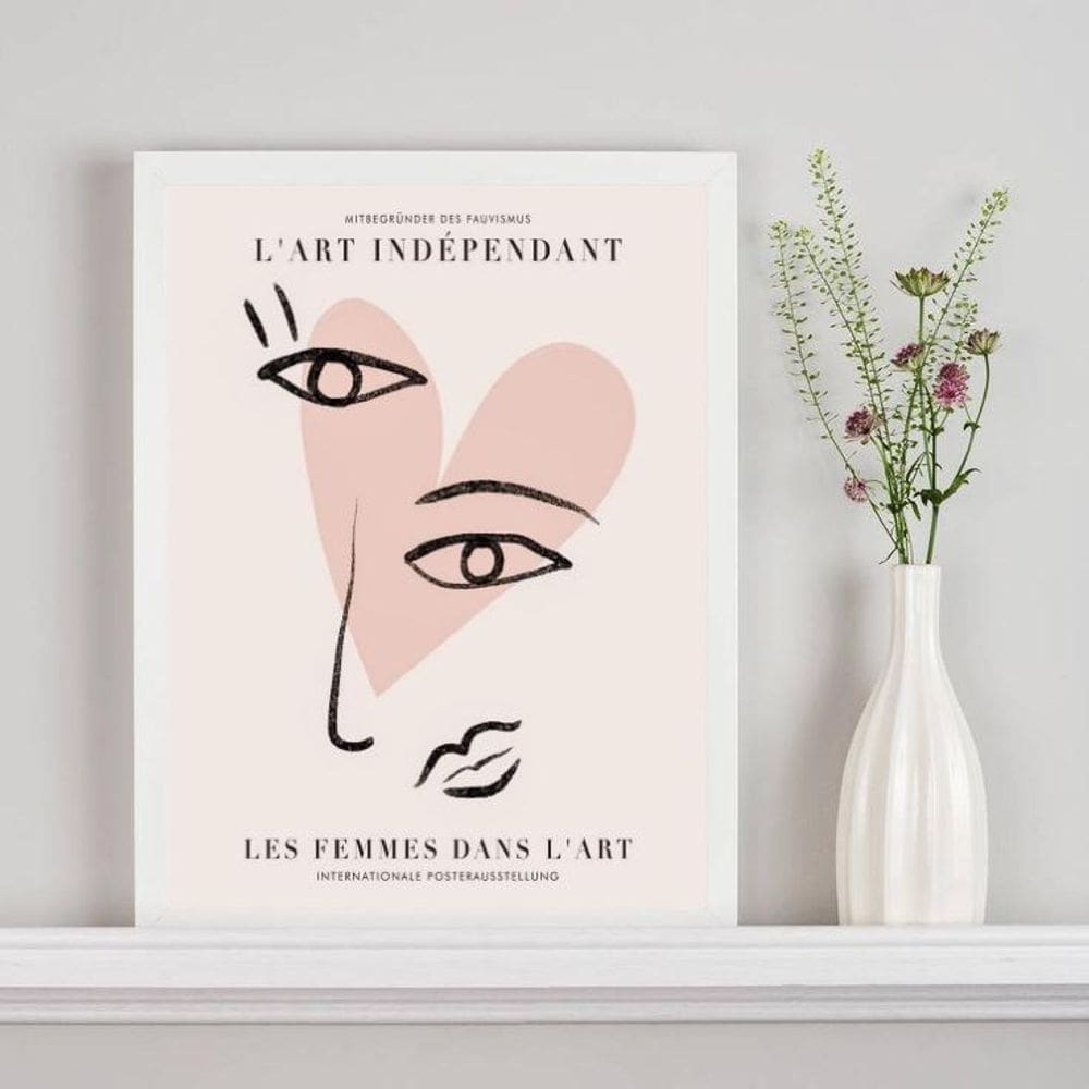 Quadro Poster Picasso Coração Rosa 24X18Cm