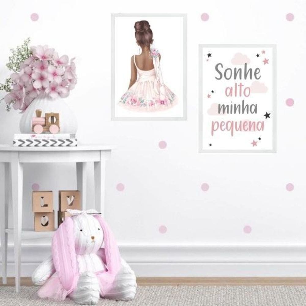 Kit 2 Quadros Infantis Bailarina Morena 24X18Cm - Com Vidro