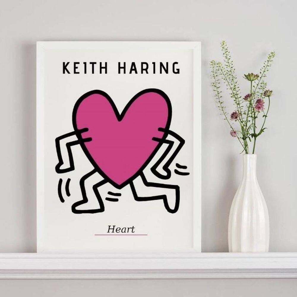 Quadro Keith Haring - The Heart 33X24Cm - Com Vidro