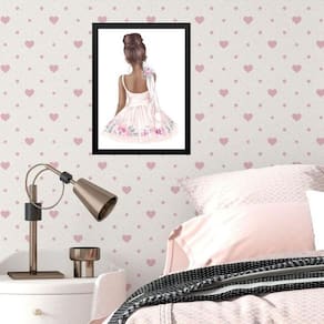 Quadro Infantil Menina Bailarina Morena 45X34Cm - Com Vidro