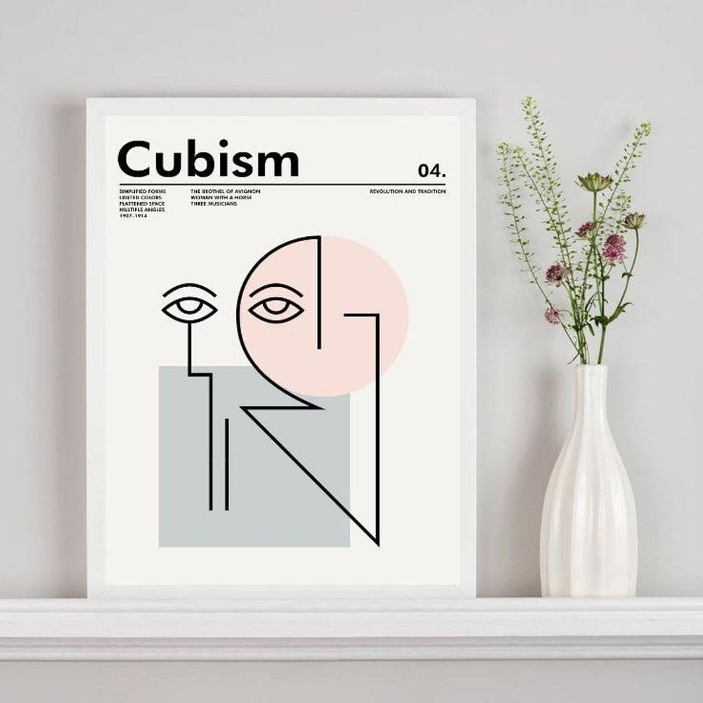 Quadro Poster Cubismo - Picasso 24X18Cm - Com Vidro