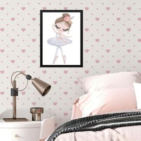 Quadro Infantil Menina Bailarina Soft 45X34Cm - Com Vidro