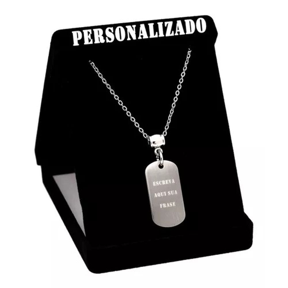 Cordão Placa Personalizada Aço Inox Com Nome Data Letra