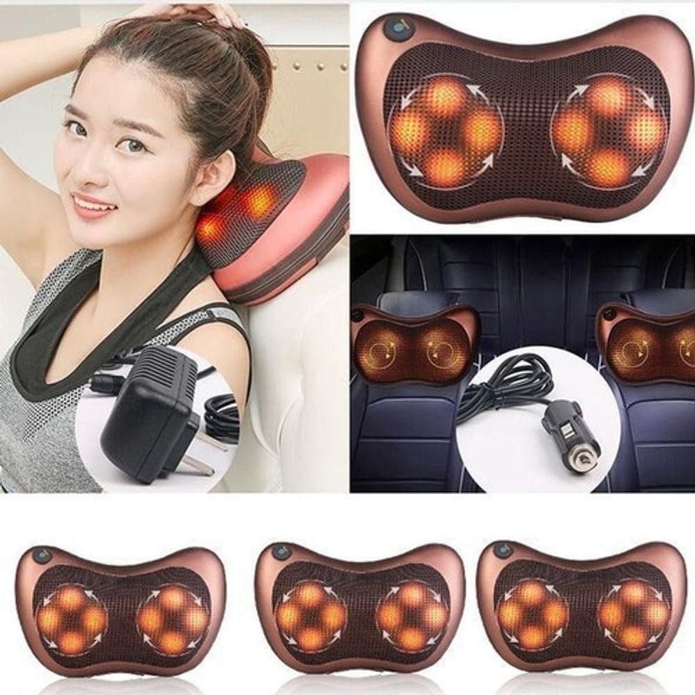 Massageador Almofada Shiatsu Rotativa Infravermelho Massagem Pés Pescoço Pernas Coluna