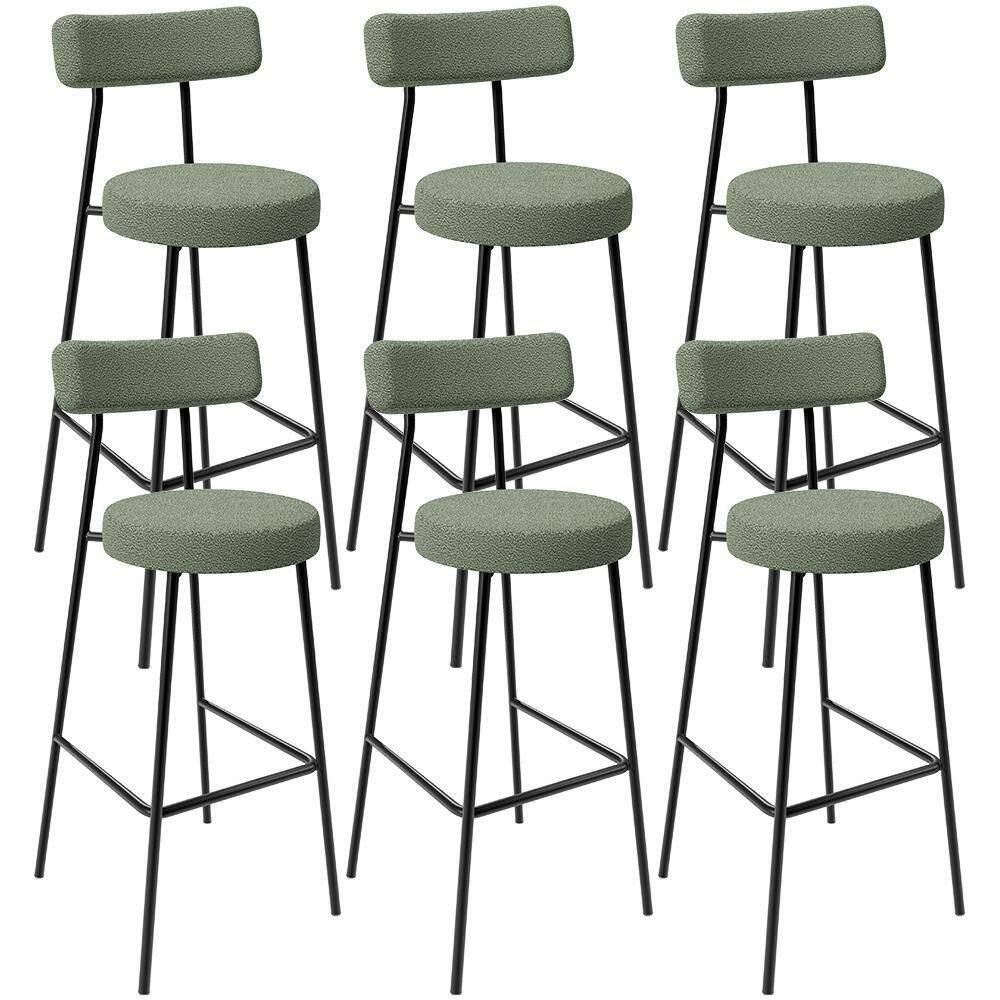 Kit 06 Banquetas Alta Bar Cozinha Sala De Jantar Estrutura Em Aço Milão L02 Bouclê Oliva