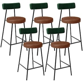 Kit 05 Banquetas Baixa Cozinha Sala Jantar Bancada Milão L02 Facto Verde Marrom -LyamDecor