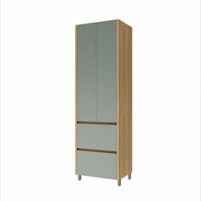 Paneleiro 2 Portas 2 Gavetas Nesher Rainha 70cm 100 Mdf Nature/verde
