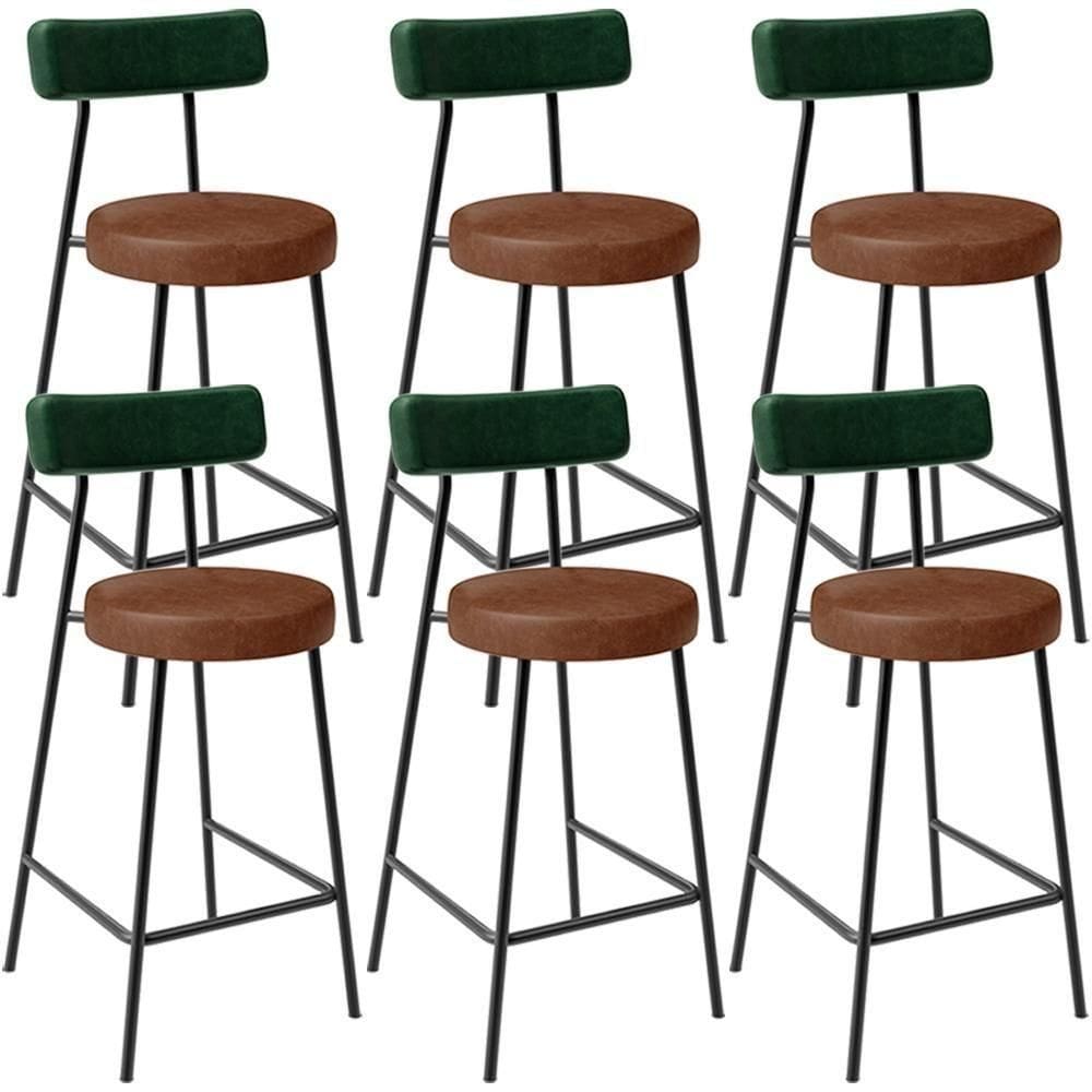 Kit 06 Banquetas Baixa Cozinha Sala Jantar Bancada Milão L02 Facto Verde Marrom -LyamDecor
