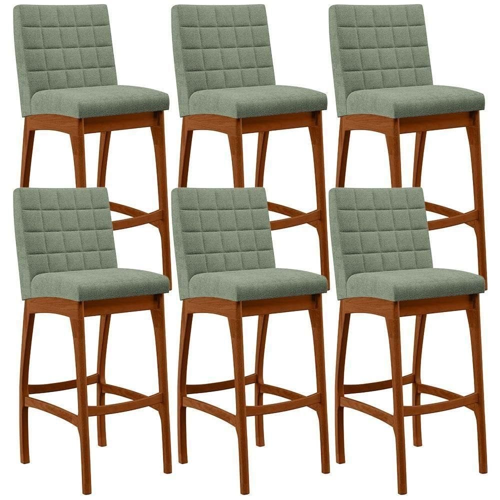 Kit 06 Banquetas Alta Para Cozinha Sala De Jantar Fixa Mila L02 Bouclê Oliva - Lyam Decor