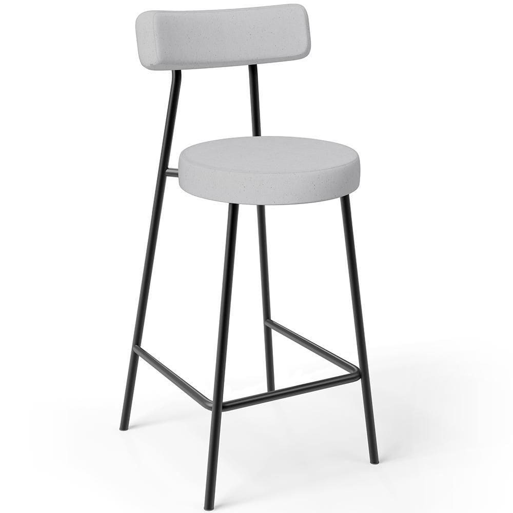 Banqueta Baixa Para Cozinha Sala De Jantar Bar Bancada Milão L02 Linho Cinza -LyamDecor