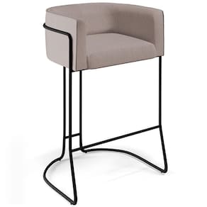 Banqueta Decorativa Base De Aço Preto Betina D02 Bege C-107