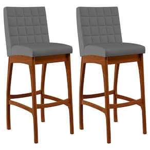 Kit 02 Banquetas Altas Cozinha Mila B04 Suede Cinza