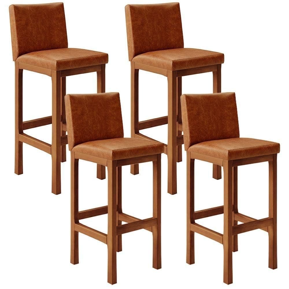 Kit 04 Banquetas Altas Cozinha Alya L02 Camel