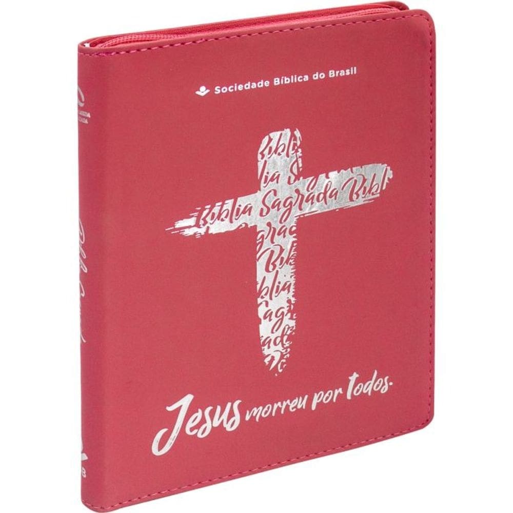 Bíblia Sagrada - Linha Ouro - Pink - Ziper - SBB - NAA