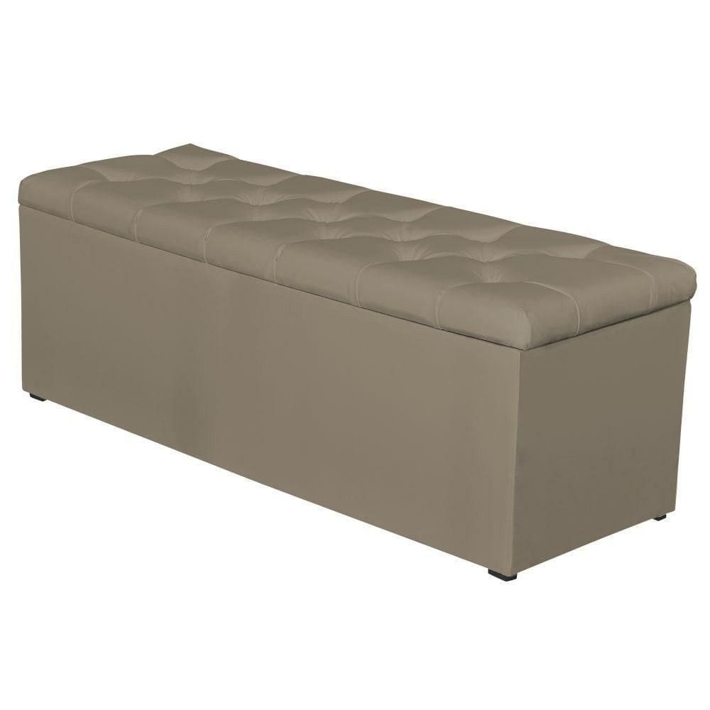 Calçadeira Baú 140Cm Paris Corino Areia - Js Móveis